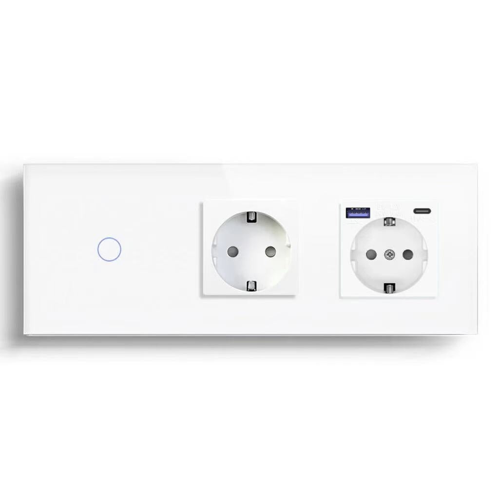 BSEED Product Customization Bseedswitch 1gang 1way switch with eu socket with eu socket with usb-c port 