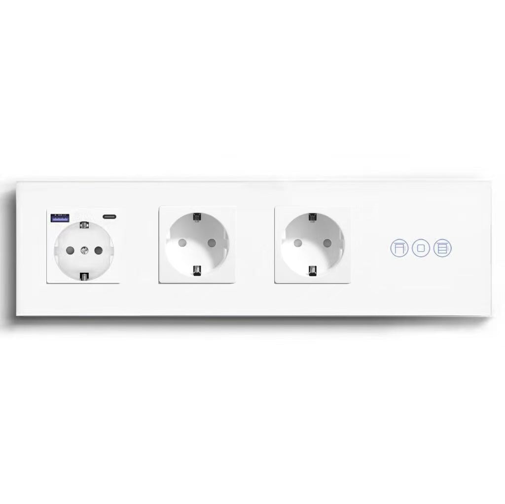 BSEED Product Customization Bseedswitch eu socket with fast charge usb-c port with double eu socket with zigbee roller shutter switch 
