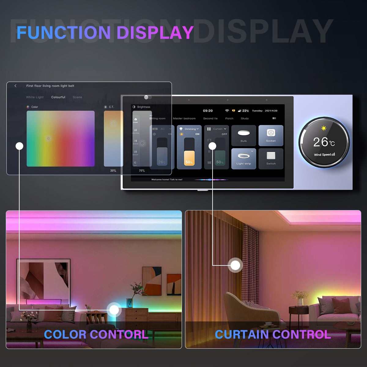 BSEED 6 inch smart panel electrical for home Multi-functional Control Panel With Knob EU standard central control panel Bseedswitch 
