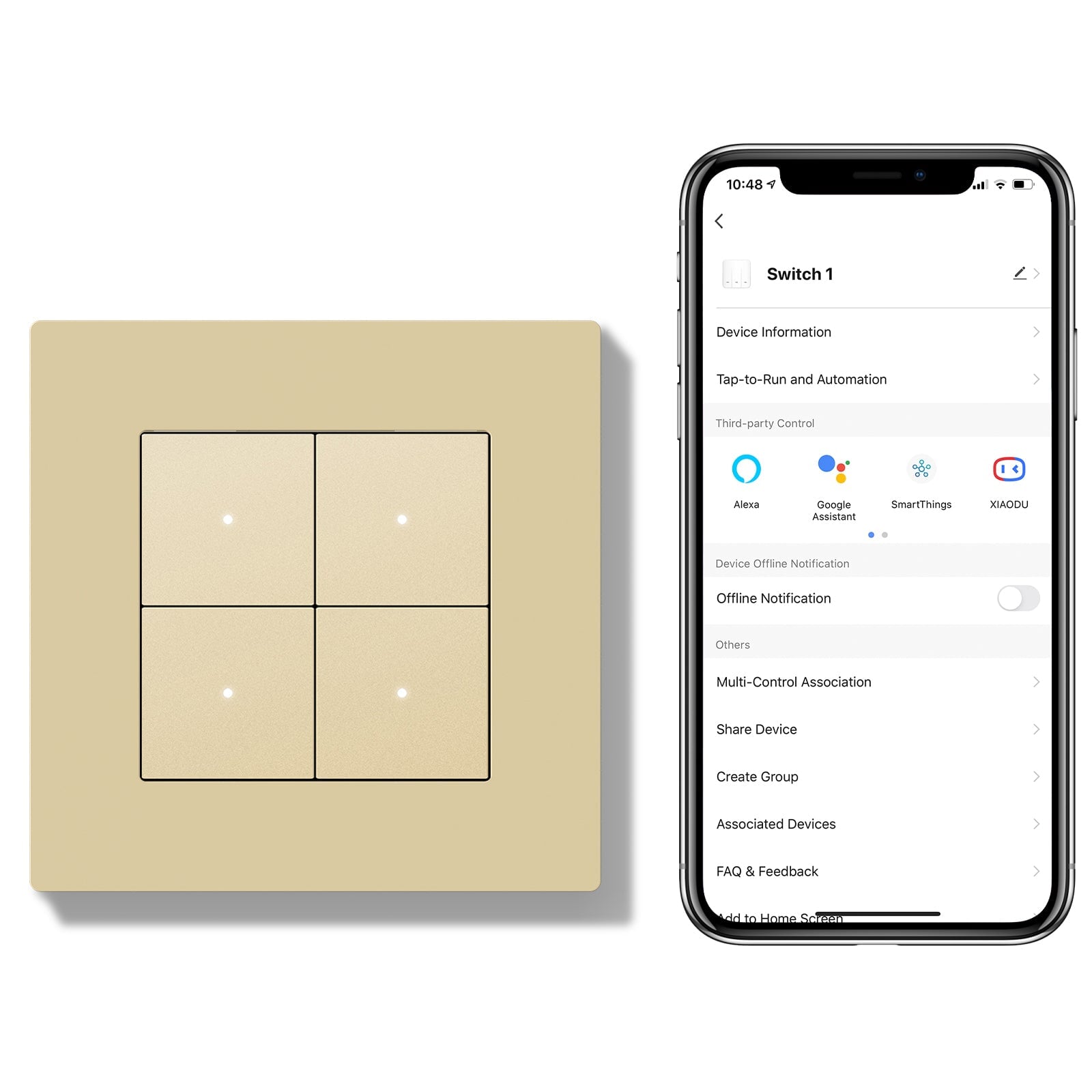 BSEED Smart Wifi Light Switch (With Neutral) Light Switches Bseedswitch Gold 4 Gang Plastic