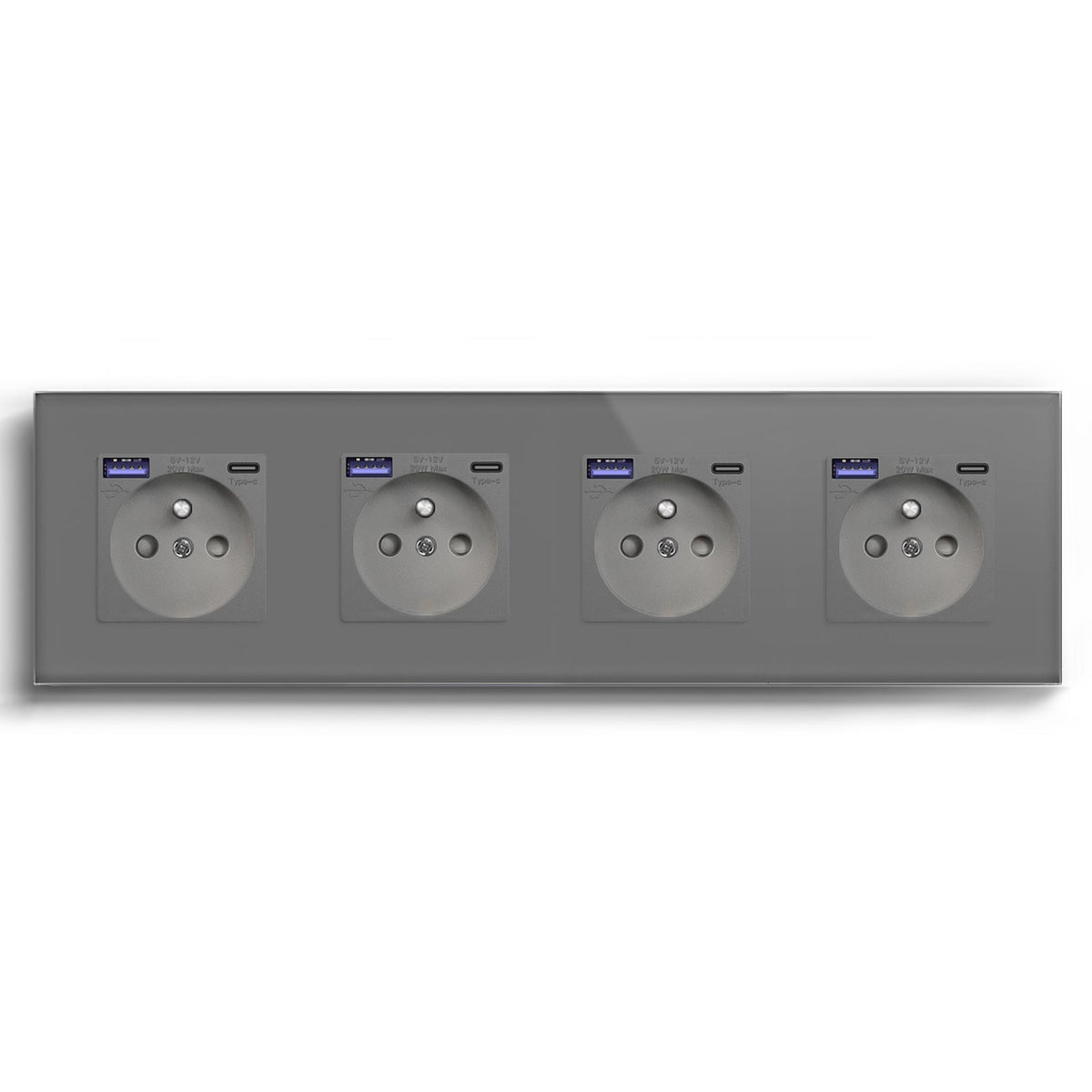 BSEED FR sockets with 20W PD Fast Charge Type-C Interface Outlet Wall Socket Power Outlets & Sockets Bseedswitch Grey Quadruple 