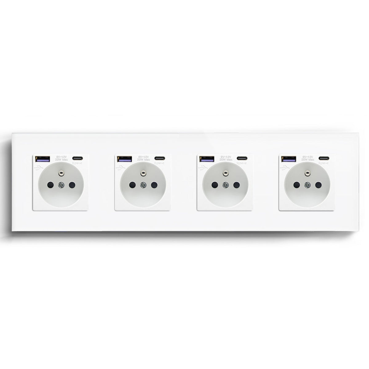 BSEED FR sockets with 20W PD Fast Charge Type-C Interface Outlet Wall Socket Power Outlets & Sockets Bseedswitch White Quadruple 