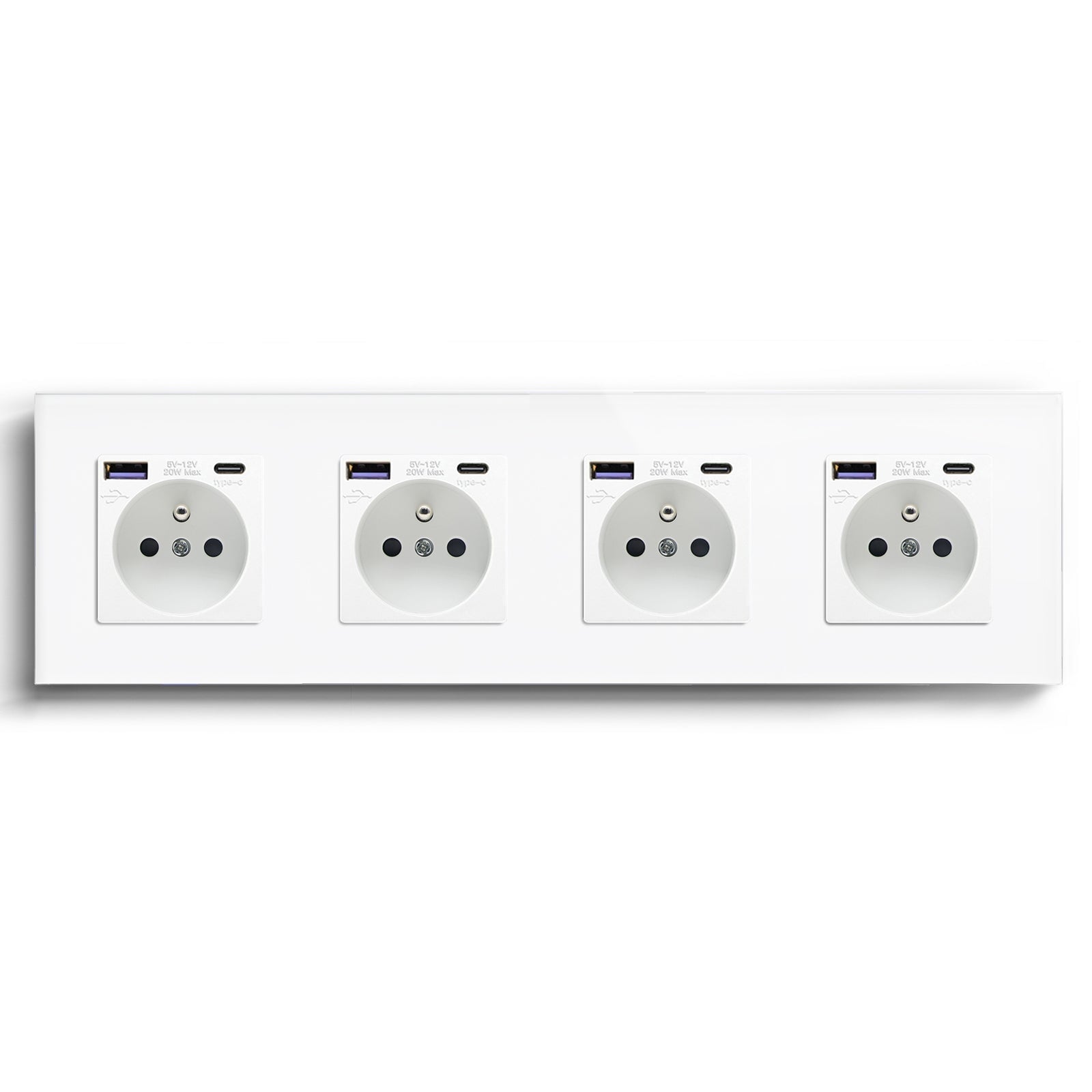 BSEED FR sockets with 20W PD Fast Charge Type-C Interface Outlet Wall Socket Power Outlets & Sockets Bseedswitch White Quadruple 