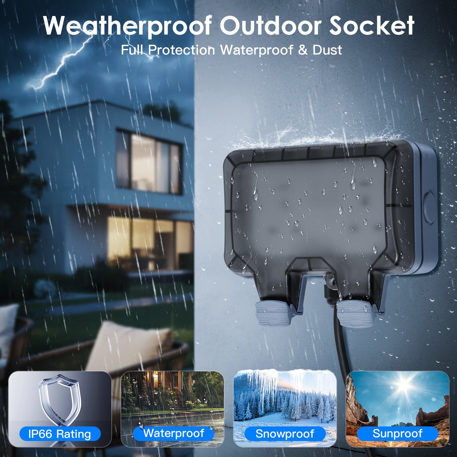 Bseed Waterproof Socket EU Standard Socket Outdoor Socket IP66 Socket Power Outlets & Sockets Bseedswitch 