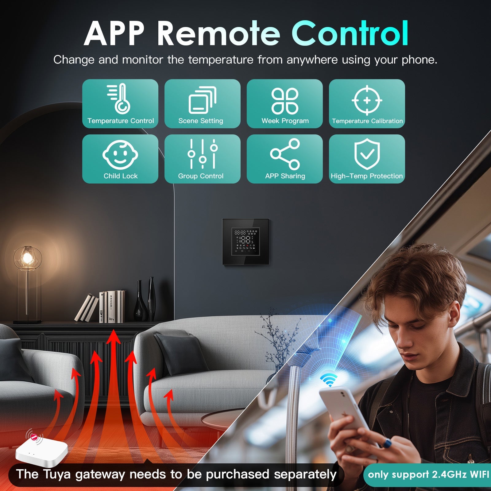 BSEED Echo Series Smart Zigbee Touch LED Screen Floor Heating Room Thermostat Controller Thermostats Bseedswitch 