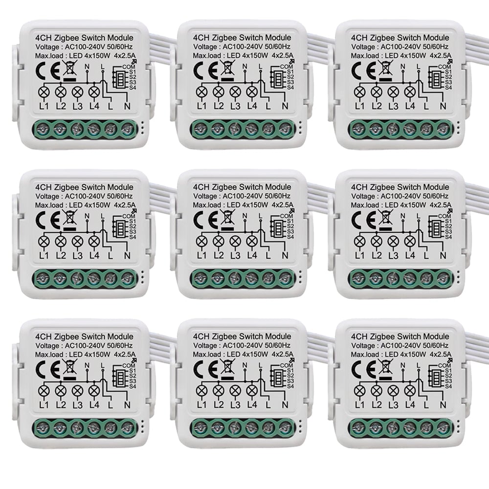 BSEED Smart Zigbee switch module wall Zigbee light switch module Work with Mechanical Switch Light Switches Bseedswitch 4 Gang 8 PCS/Pack 
