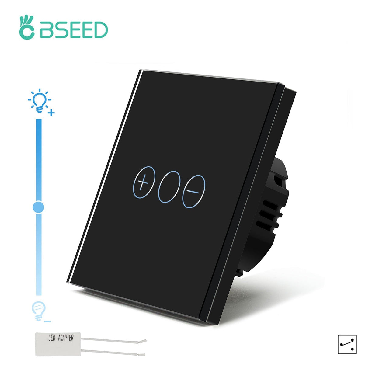 Bseed Touch Dimmer Switch 1/2 Gang 1/2 Way Light Switches Bseedswitch Black 1 Gang 1 Way 