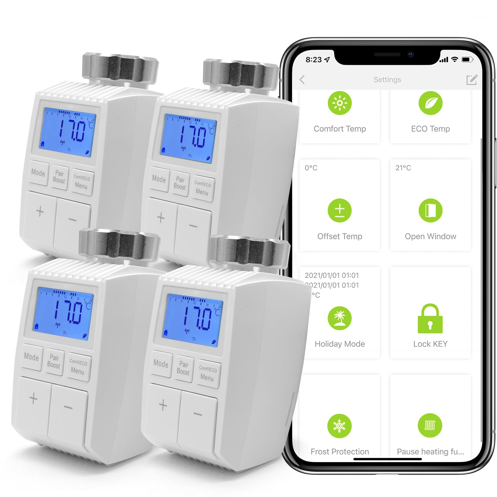 BSEED ZigBee3.0 Thermostatic Valve Smart Radiator Actuator Programmable Temperature Controller 恒温器 Bseedswitch 4PCS Temperature control valve 