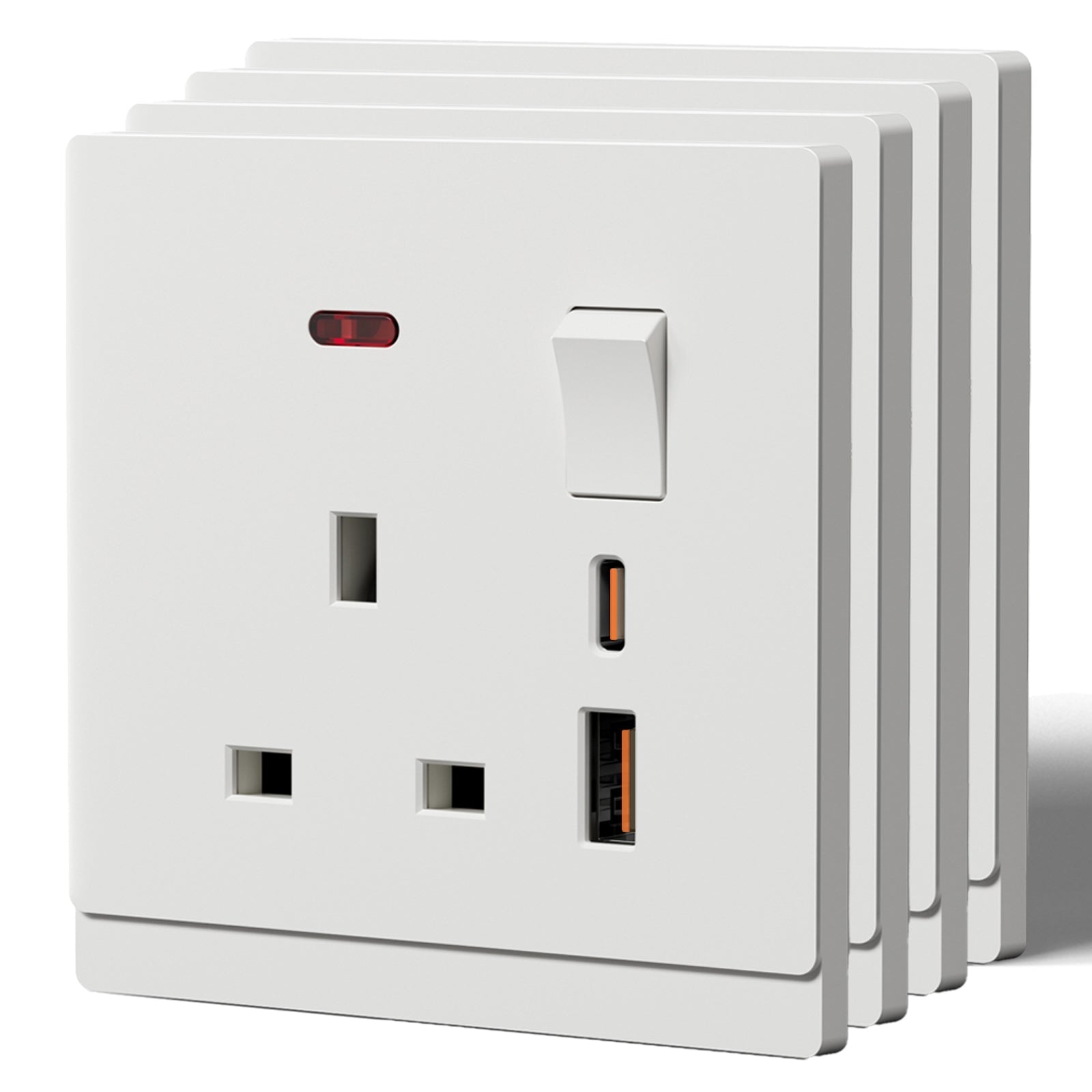 BSEED G16 Series UK Standard 13A Socket with 18W USB-C Port Power Outlets & Sockets Bseedswitch white 4 PCS/Pack Single Scoket