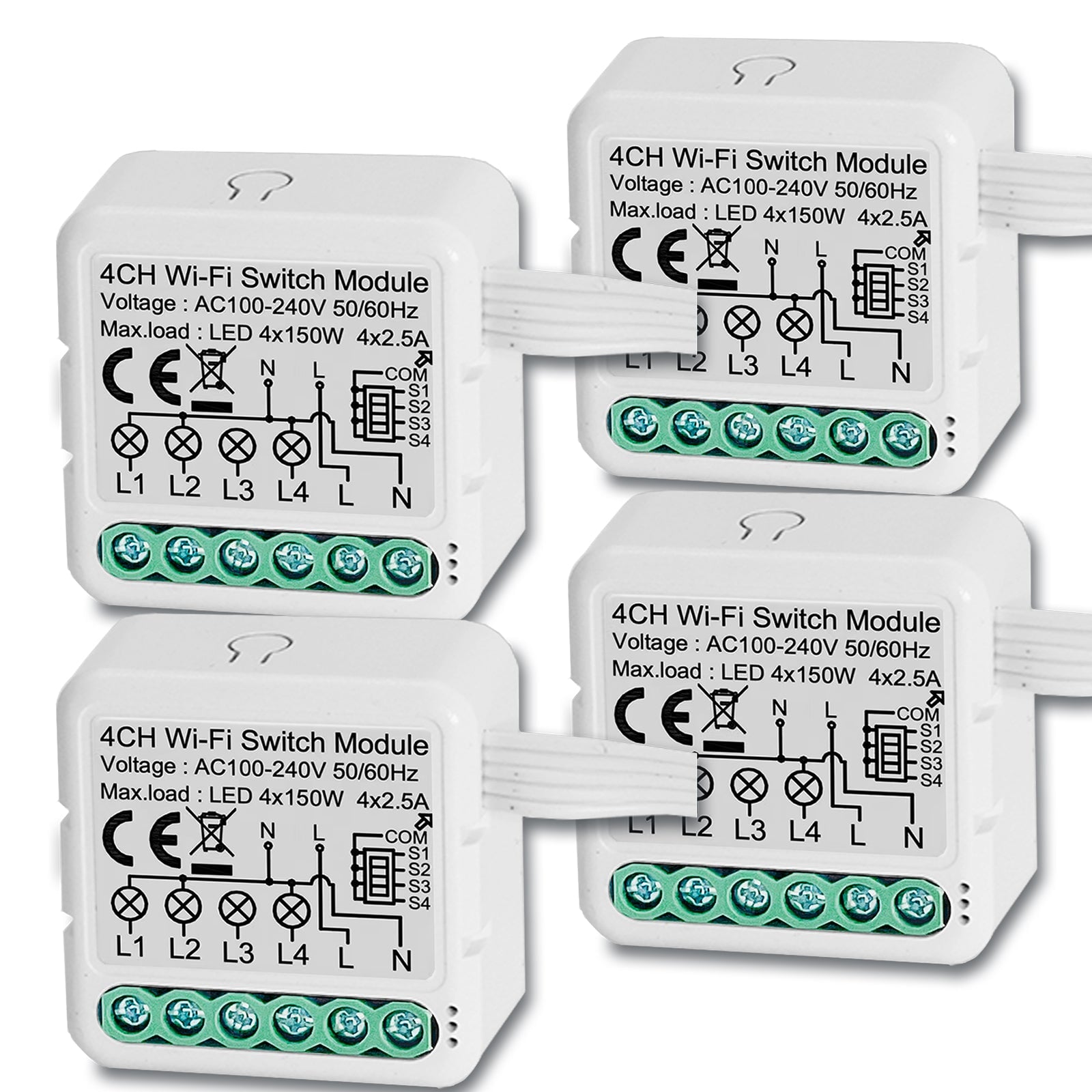 BSEED Smart wifi switch module wall 2Ch WiFi light switch module Light Switches Bseedswitch 4 Gang 4 PCS/Pack 