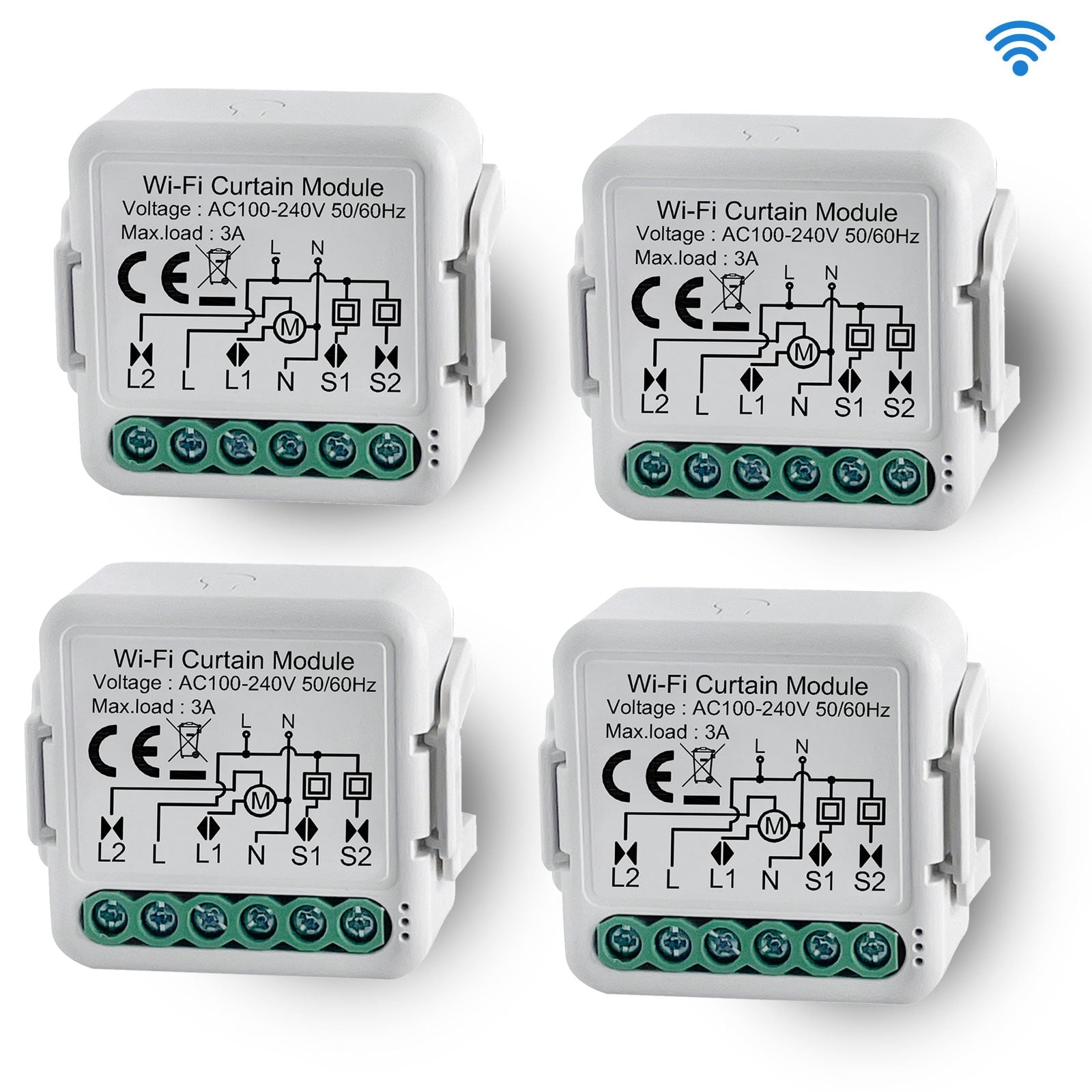 BSEED slimme Zigbee gordijnschakelaarmodule, slimme schakelaar voor het bedienen van gordijnen, zonwering en rolluiken. Lichtschakelaars Bseedswitch 4 stuks/verpakking 