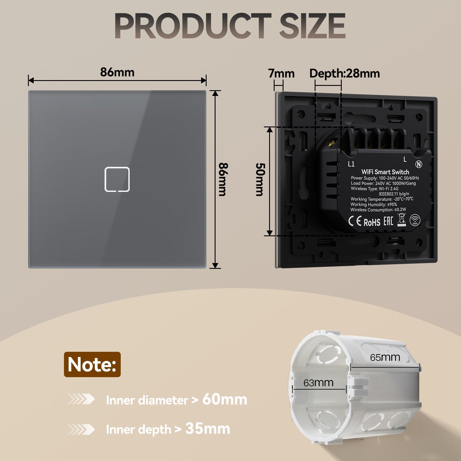 Echo Serie Smart Wifi Light Switch (With Neutral) Glass Panel Light Switches Bseedswitch 