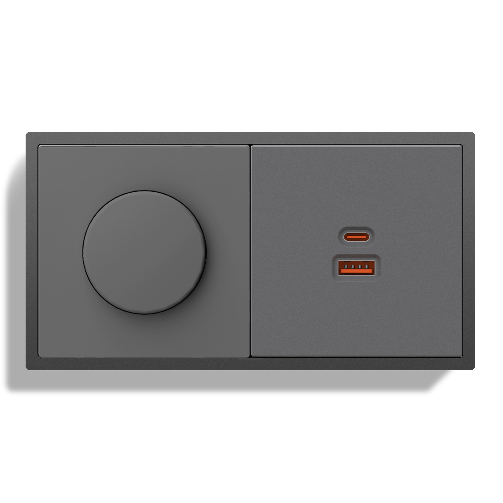 Grand Series Dimmer Switch Rotating Switch with Clamping Technology 500W dimmer switch Bseedswitch grey Dimmer Switch+65W USB-C 