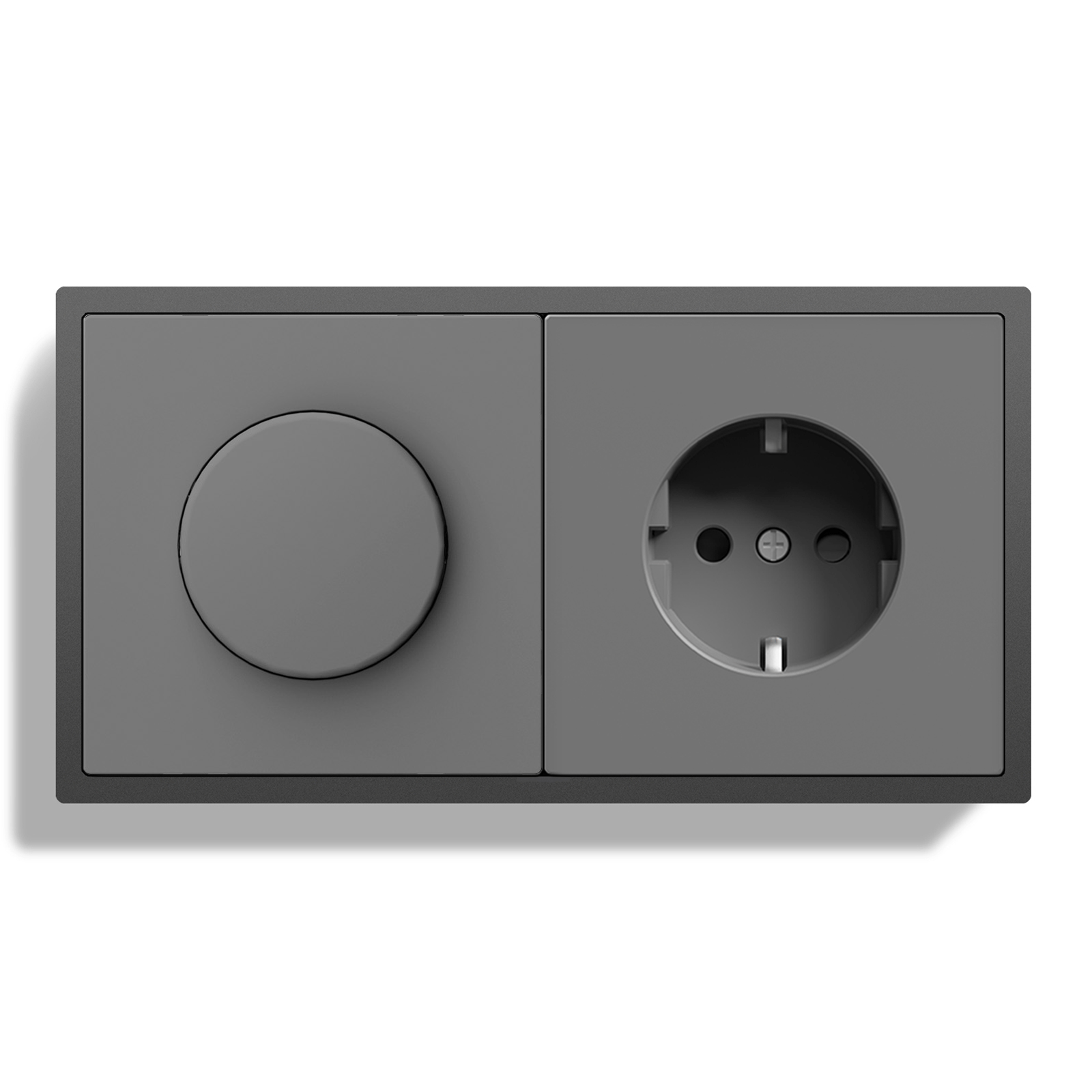 Grand Series Dimmer Switch Rotating Switch with Clamping Technology 500W dimmer switch Bseedswitch grey Dimmer Switch+Eu Socket 