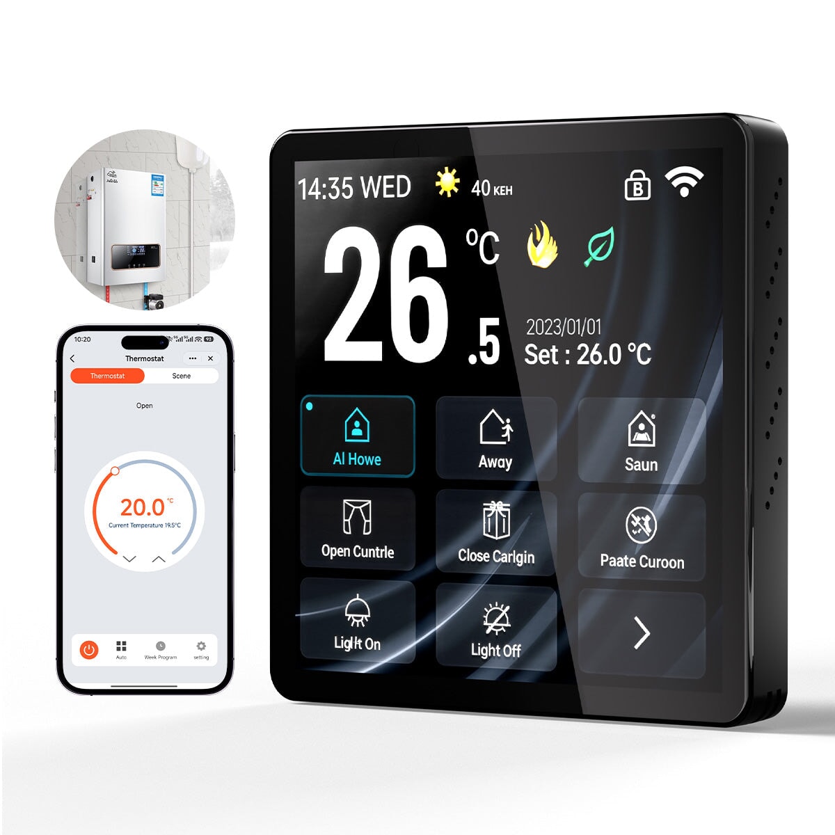 BSEED Smart Wifi Panel Electrical Floor Heating For Home Multi-functional Control Panel central control panel Bseedswitch Boiler Black 