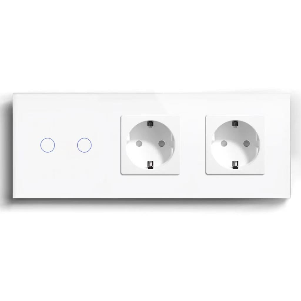 BSEED Product Customization Bseedswitch wifi 2gang switch without neutral line with double eu socket 