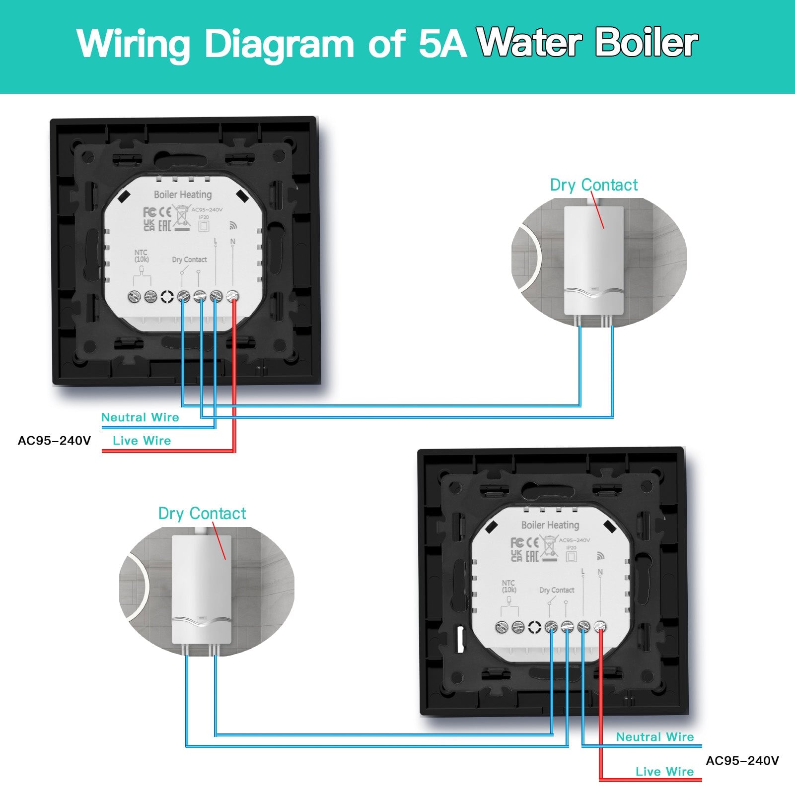 BSEED Echo Series Smart Zigbee Touch LED Screen Floor Heating Room Thermostat Controller Thermostats Bseedswitch 