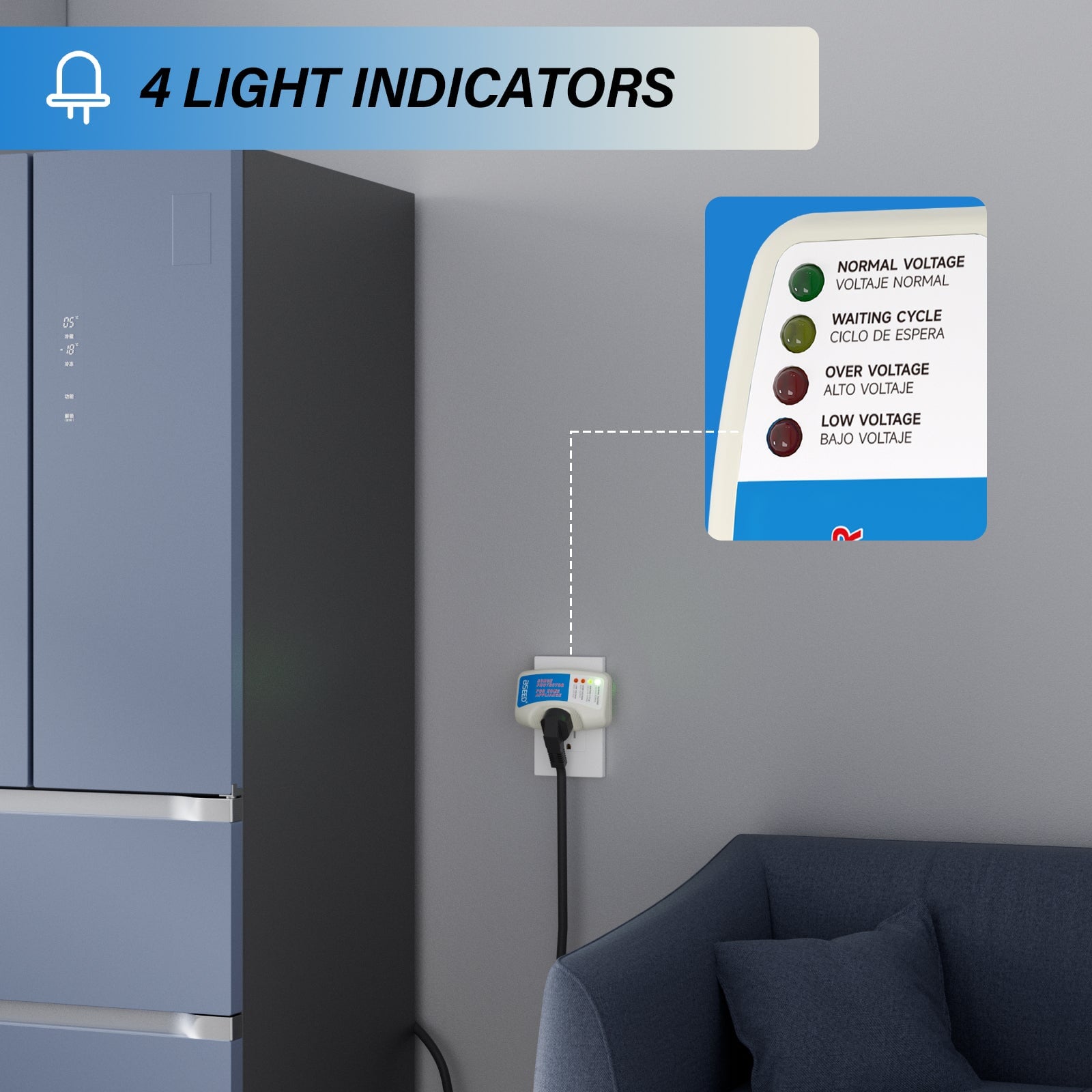 Bseed US 120V Surge Protector Voltage Brownout Plug Home Appliance PC Series Voltage Transformers & Regulators Bseedswitch 