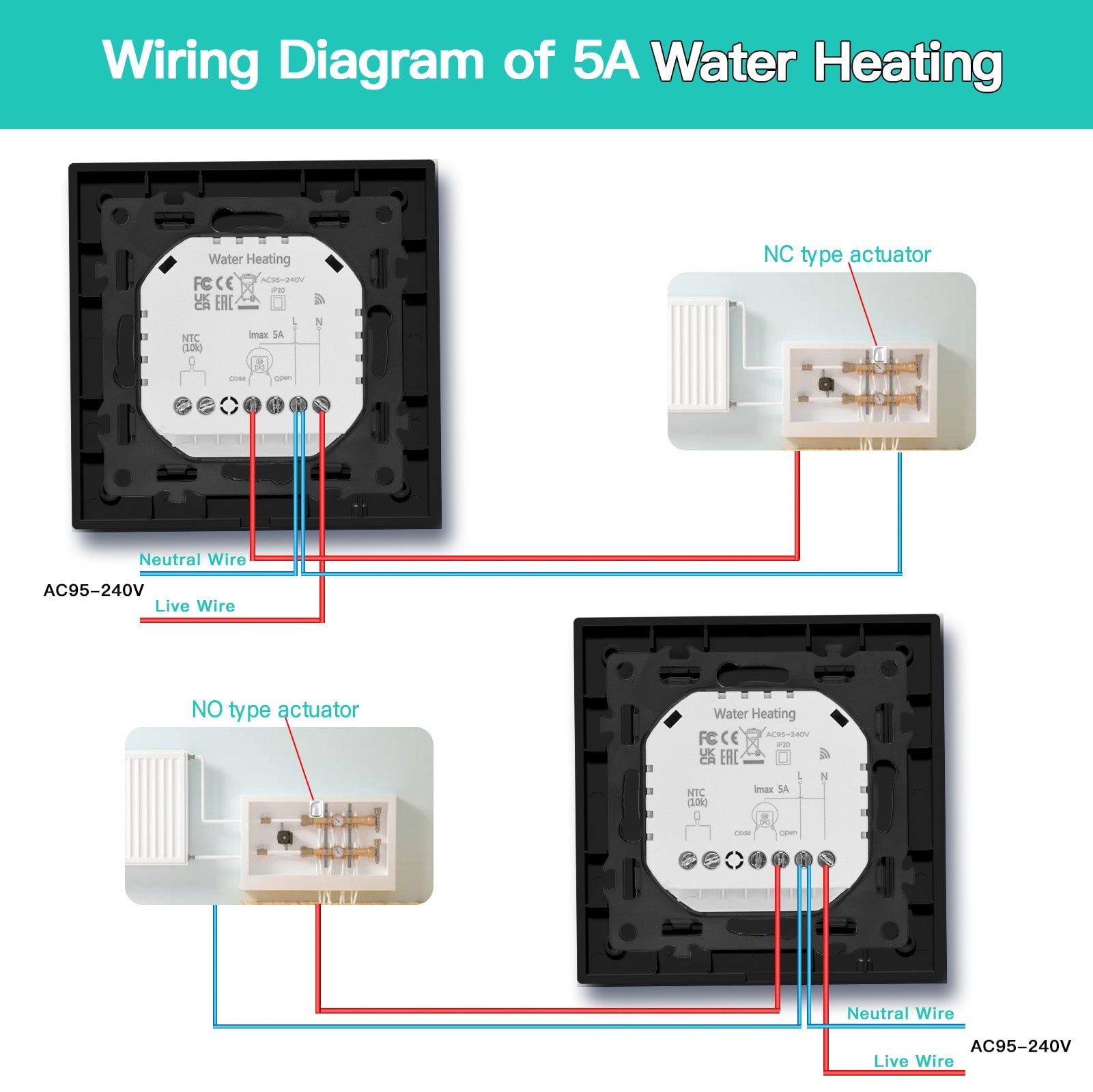 BSEED Echo Series Smart WiFi Touch LED Screen Floor Heating Room Thermostat Controller Thermostats Bseedswitch 