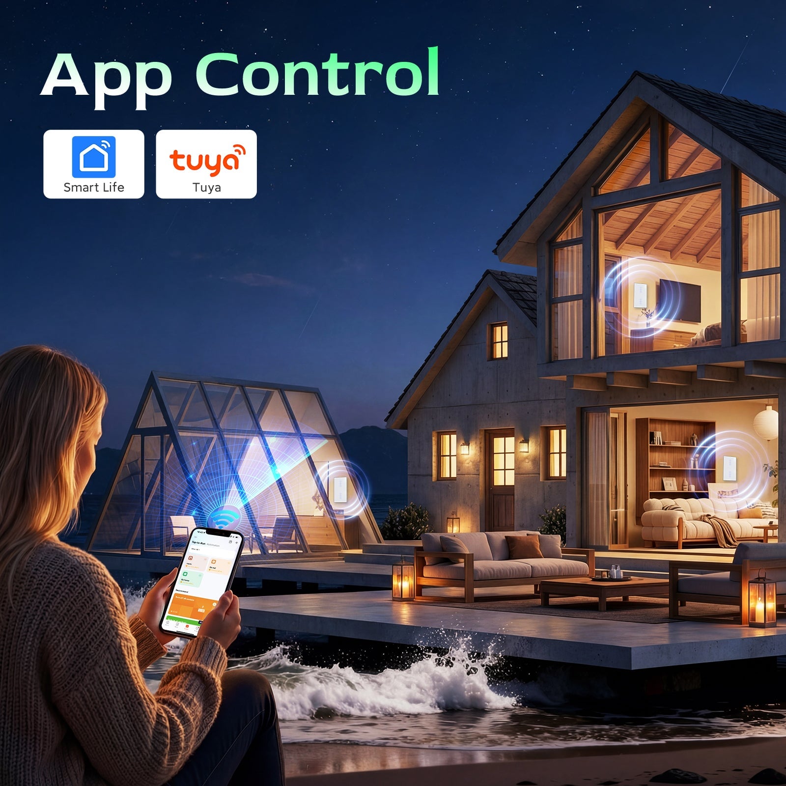 Bseed Smart Double Wifi Roller Shutter Switch Glass Panel Tuya App Vertical version blind switch Bseedswitch 