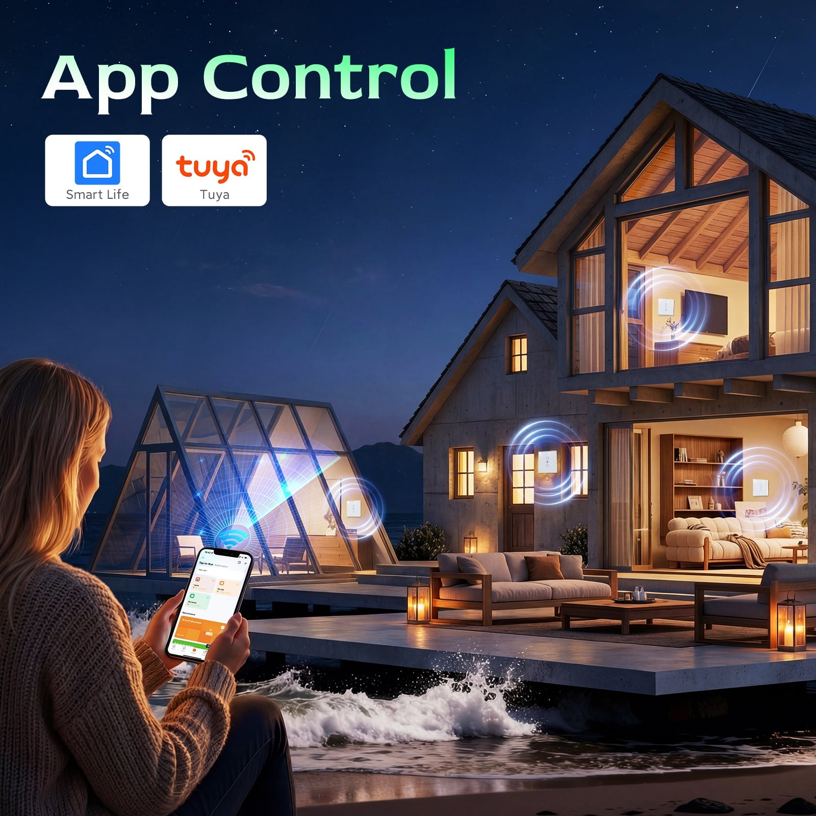 Bseed Smart Wifi Roller Shutter Switch Glass Panel Tuya App Vertical version