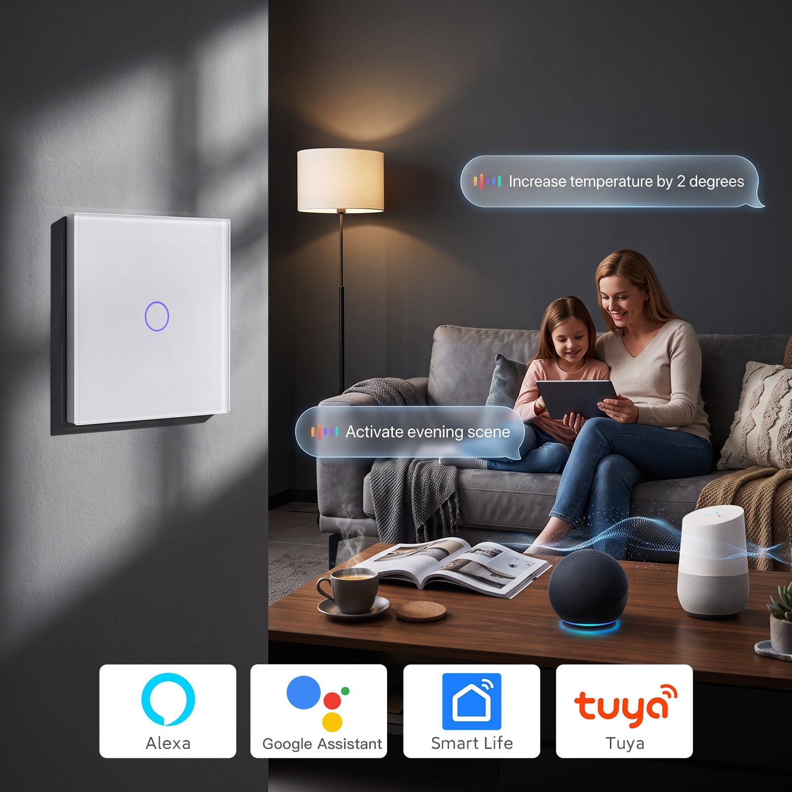 light switch intelligent Bseed Matter Wifi, interrupteur mural électrique, interrupteurs d'éclairage, Bseedswitch 