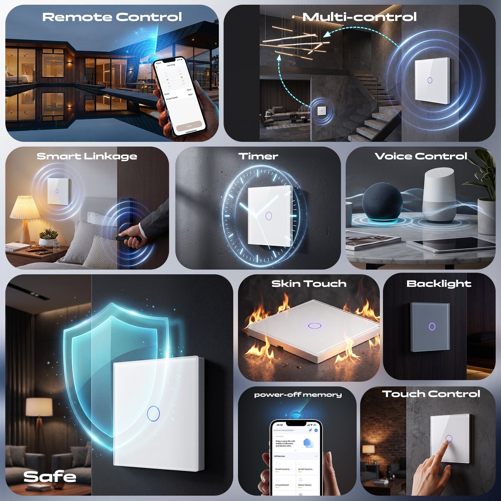 light switch intelligent Bseed Matter Wifi, interrupteur mural électrique, interrupteurs d'éclairage, Bseedswitch 