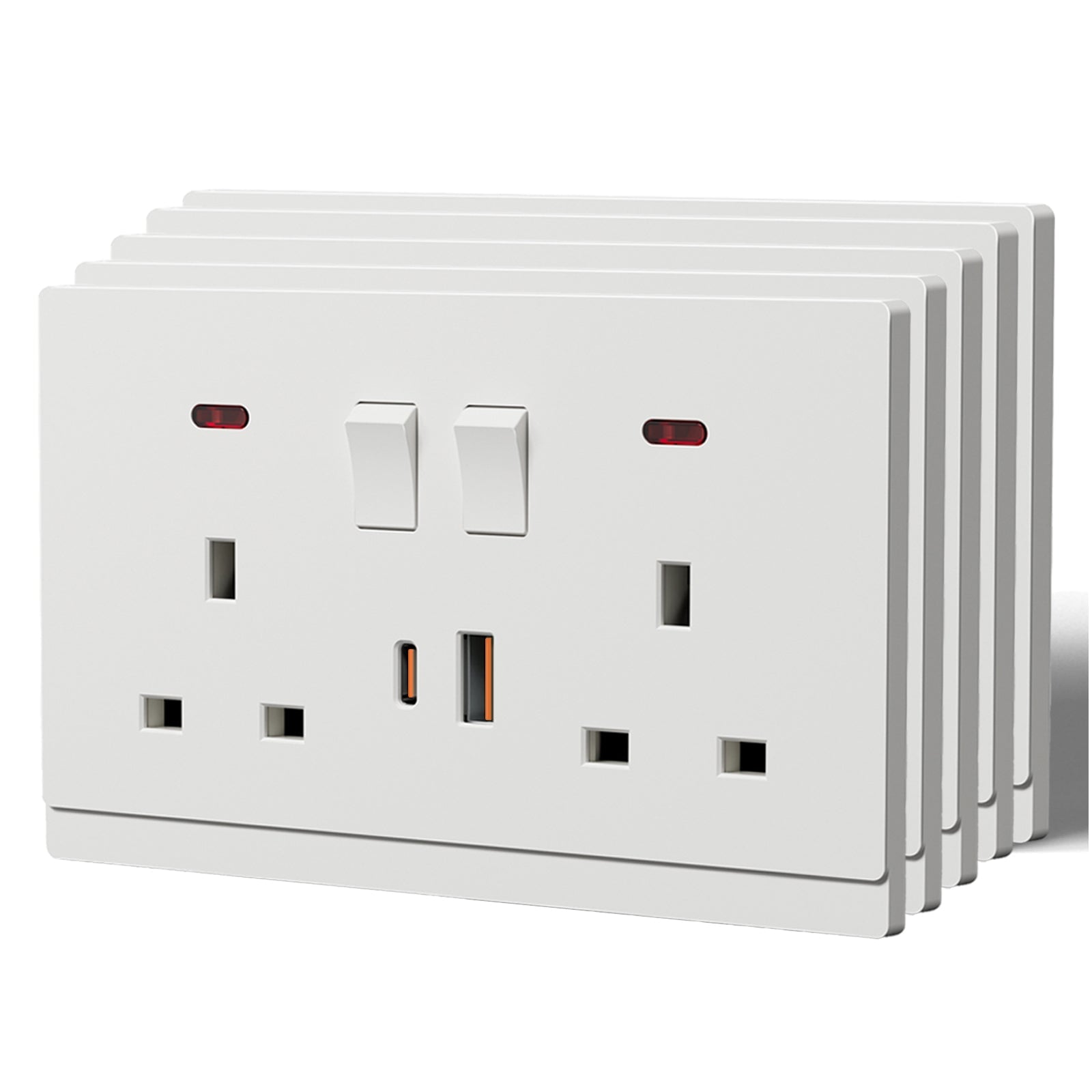 BSEED G16 Series UK Standard 13A Socket with 18W USB-C Port Power Outlets & Sockets Bseedswitch white 5 PCS/Pack Double Socket