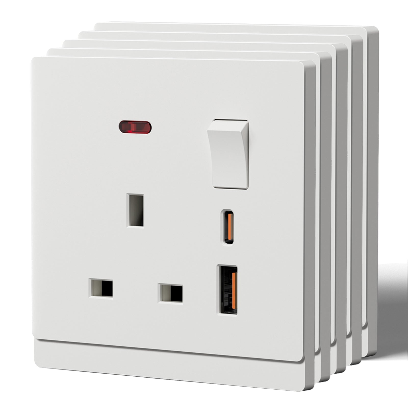 BSEED G16 Series UK Standard 13A Socket with 18W USB-C Port Power Outlets & Sockets Bseedswitch white 5 PCS/Pack Single Scoket