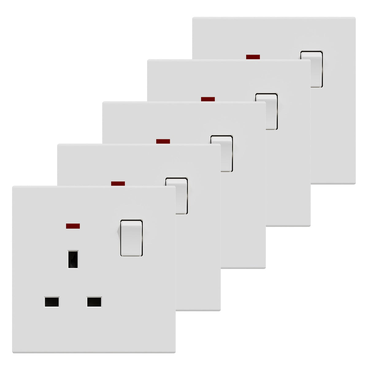 BSEED UK Standard 13A Socket Glossy plastic panel socket for home renovation switched socket for appliances Power Outlets & Sockets Bseedswitch white 5 PCS/Pack Single Scoket