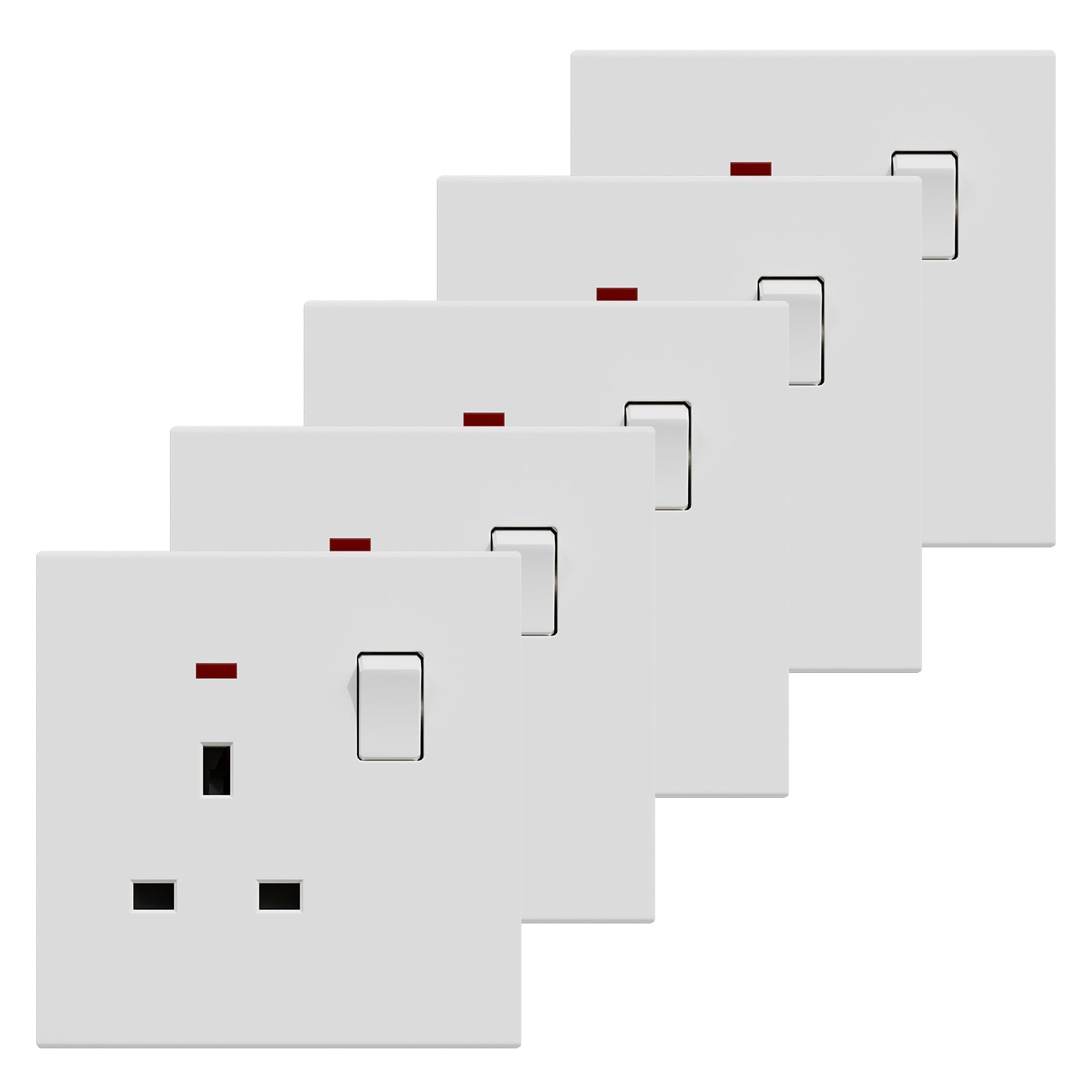 BSEED UK Standard 13A Socket Glossy plastic panel socket for home renovation switched socket for appliances Power Outlets & Sockets Bseedswitch white 5 PCS/Pack Single Scoket