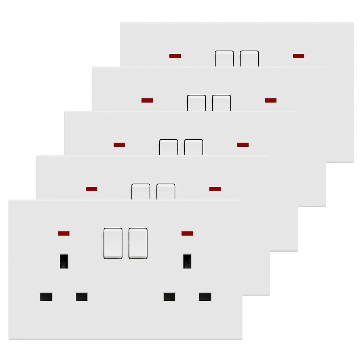 BSEED UK Standard 13A Socket Glossy plastic panel socket for home renovation switched socket for appliances Power Outlets & Sockets Bseedswitch white 5 PCS/Pack Double Socket