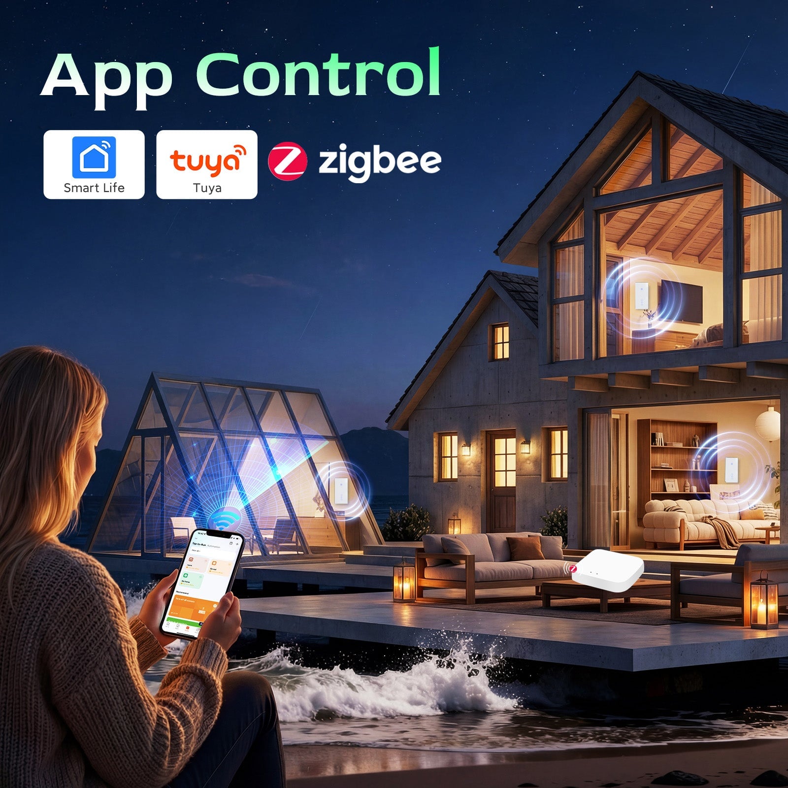 BSEED Zigbee Light Switch With Blind Switch Smart Wall Touch Switch Smart Zigbee Wall Switch Vertical version blind switch Bseedswitch 