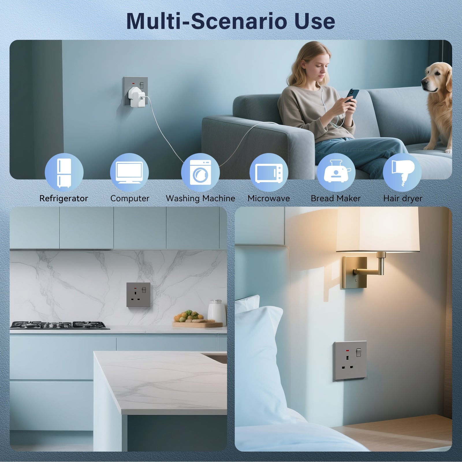 BSEED UK Standard 13A Socket Glossy plastic panel socket for home renovation switched socket for appliances Power Outlets & Sockets Bseedswitch 