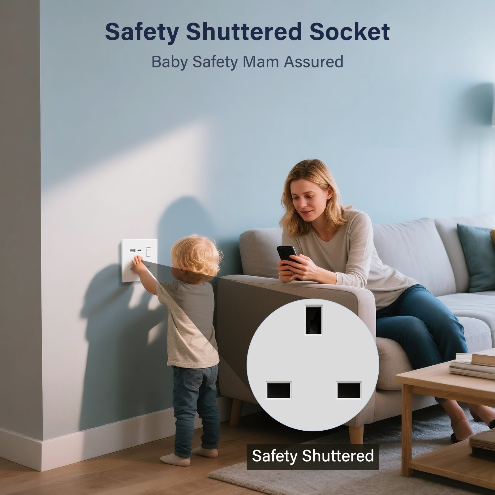 BSEED UK Standard 13A Socket with USB-C Port Electrical switch sockets Plastics Panel Power Outlets & Sockets Bseedswitch 