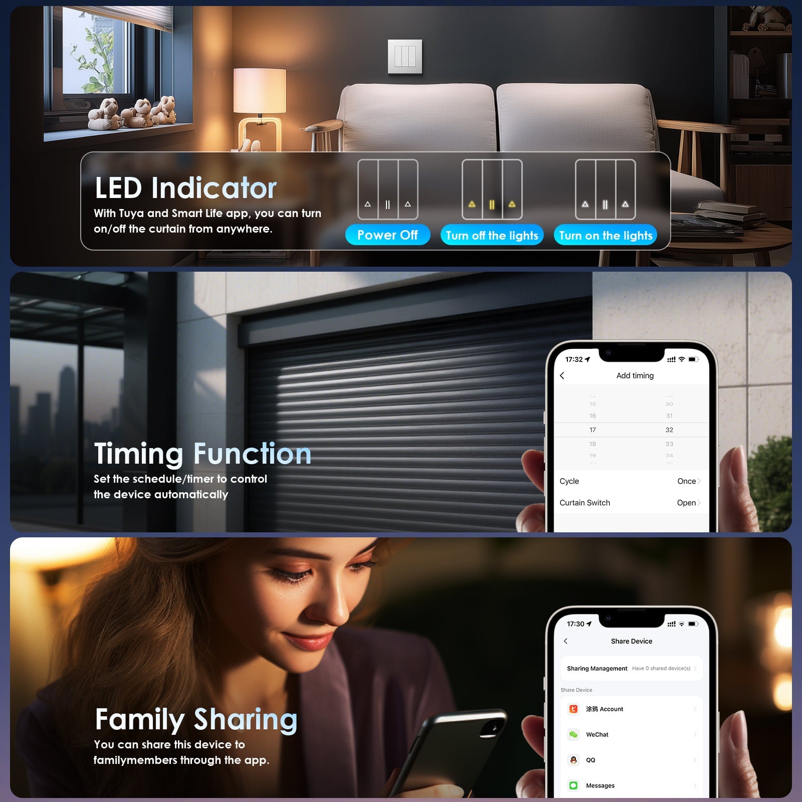 Bseed Echo Smart Wifi Roller Shutter Switch Work with Tuya Alex Google Assistant Blind Switch With Plastics Panel Shutters Bseedswitch 