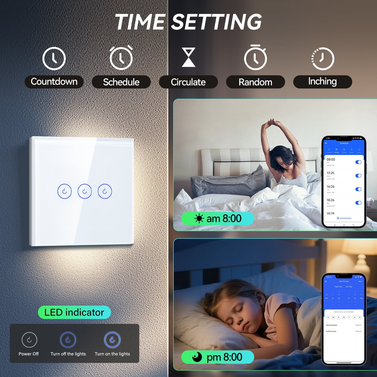 KEM Interrupteur tactile intelligent Smart Light Touch Switch Interrupteur d'éclairage mural à KEM Interrupteur tactile intelligent Smart Light Touch Switch Interrupteur d'éclairage mural à