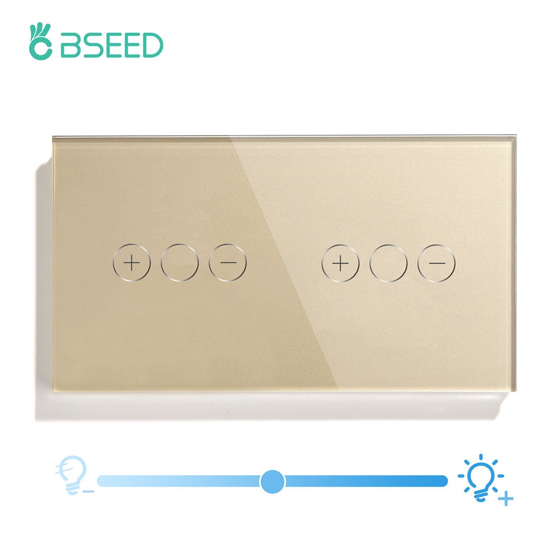 Bseed Double Touch dimmer Switch 1/2/3 Way Dimmer Switch Glass Panel 157mm Light Switches Bseedswitch Gold 1gang 1way +1gang 1way 