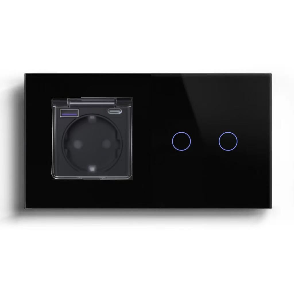 BSEED Product Customization Bseedswitch waterproof eu socket with fast charge usb-c port with zigbee 2gang switch 