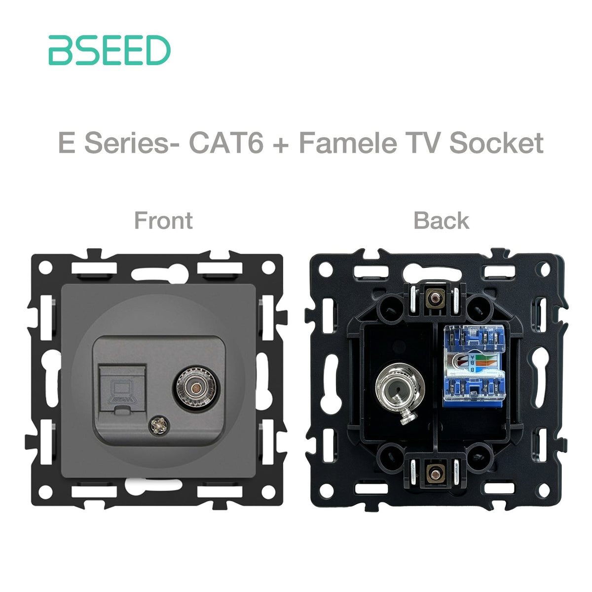 BSEED DIY Part Customized Free Combinations Mechanical Light Switch Wall Socket Insert Grey Color Crystal Glass Panel Light Switches Bseedswitch Internet with Female TV Socket 