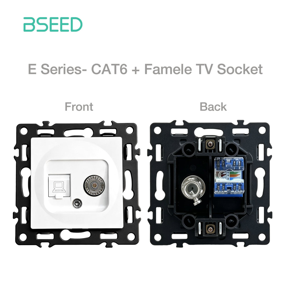BSEED DIY Part Customized Free Combinations Mechanical Switch Socket Insert White Color Crystal Glass Panel Light Switches Bseedswitch Internet CAT6 with Female Tv Socket 