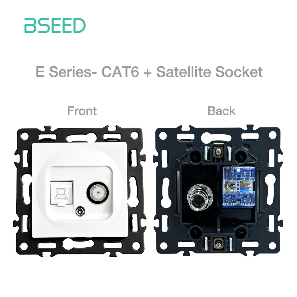 BSEED DIY Part Customized Free Combinations Mechanical Switch Socket Insert White Color Crystal Glass Panel Light Switches Bseedswitch Internet CAT6 with Satellite 