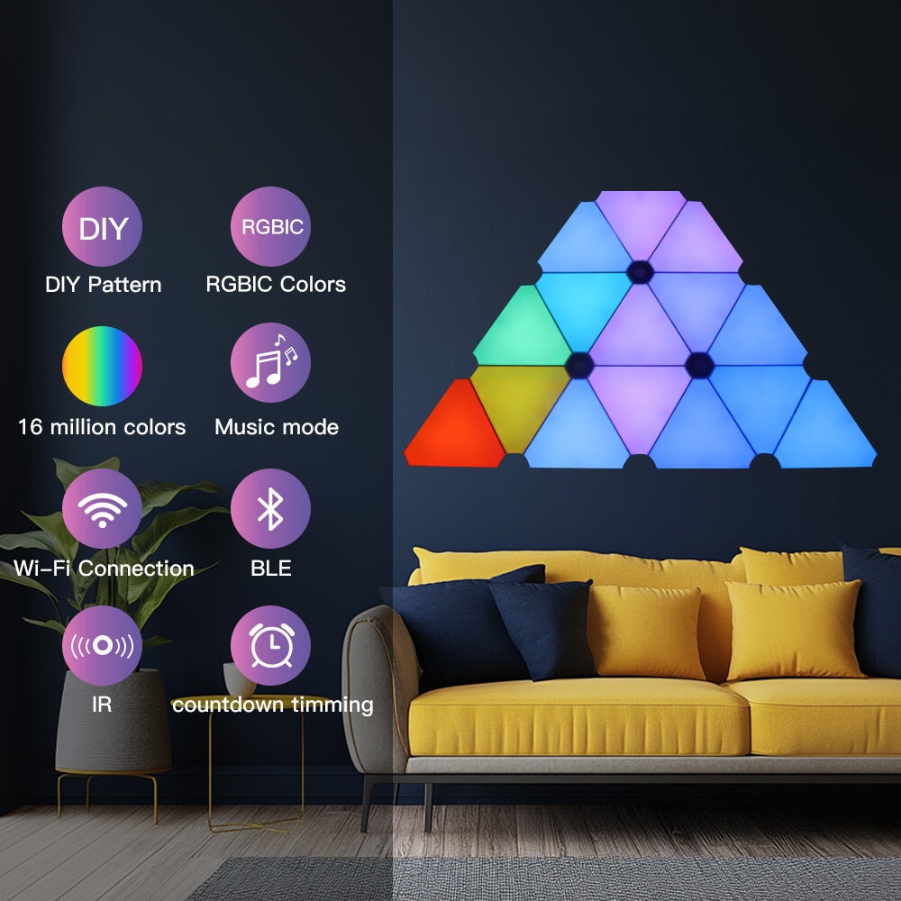 Smart RGB LED Triangle Ambient Lighting Lamp with App and Remote Contr