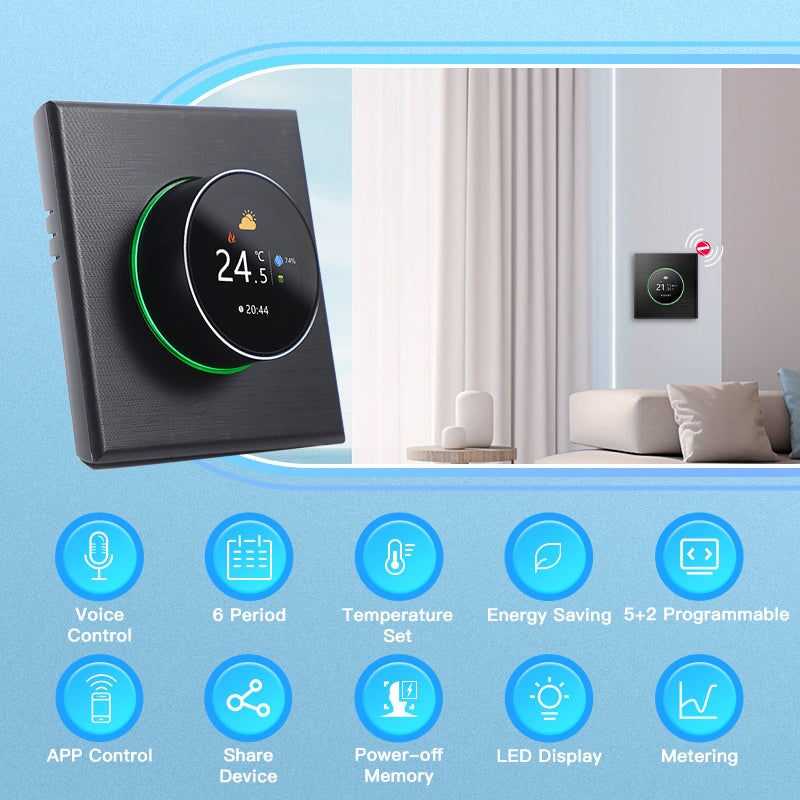 BSEED zigbee Floor Heating Room Thermostat Controller Rotary Button ...