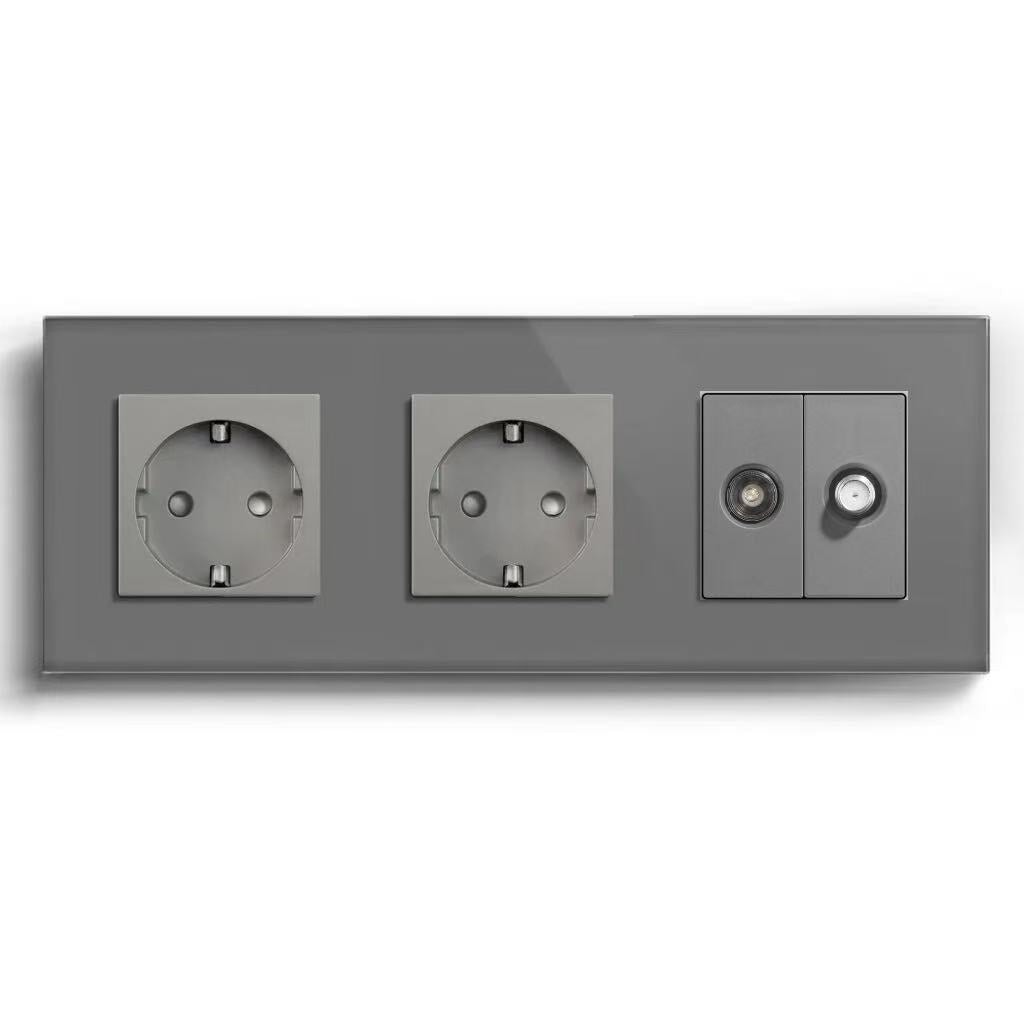 BSEED Product Customization Bseedswitch double eu socket with tv socket and satellite socket 