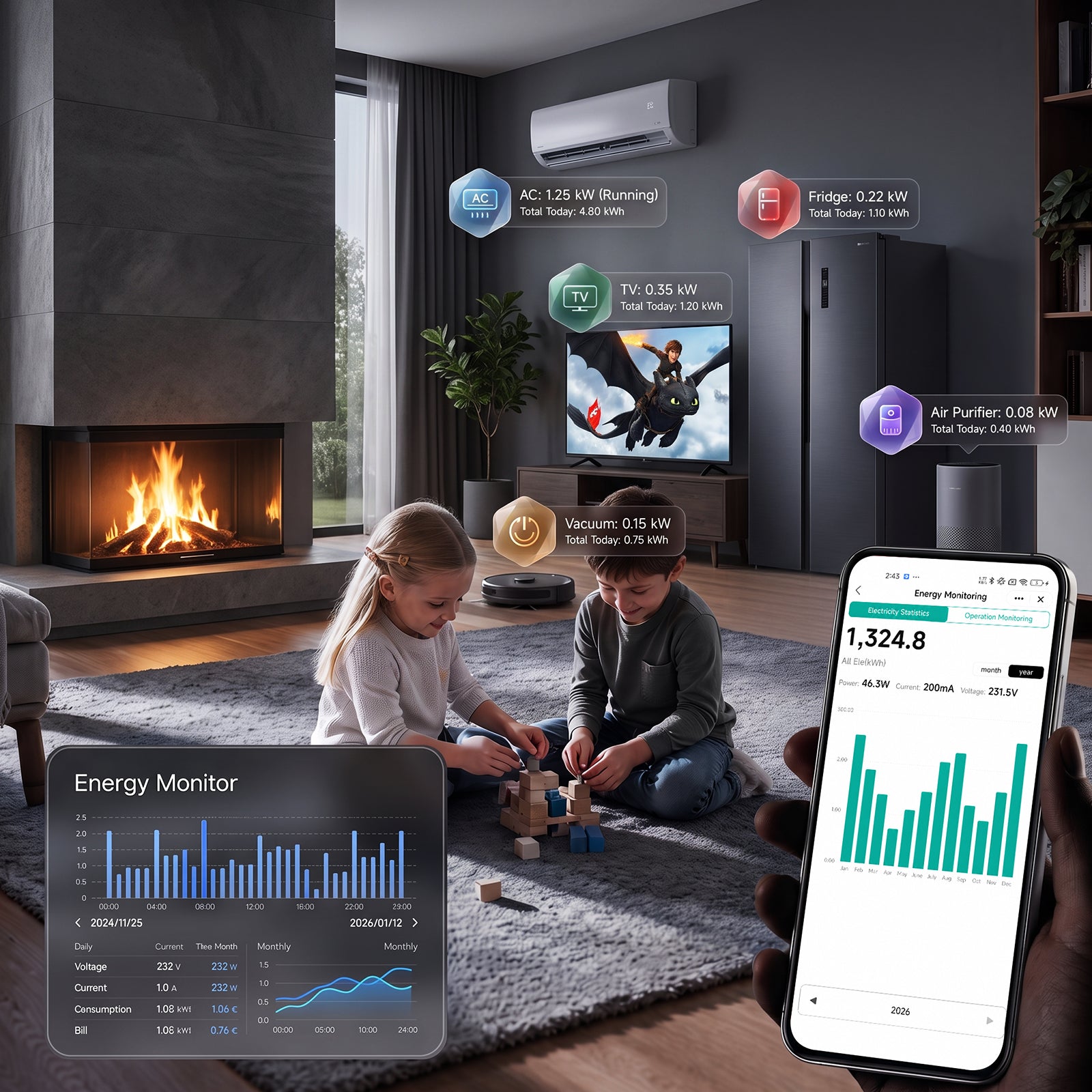 BSEED Grand Smart Wifi Socket With Energy Monitoring Smart Eu Socket