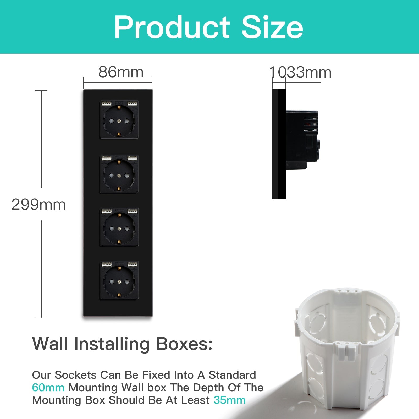 BSEED EU Sockets with 2.1A Double USB Port Interface Outlet Wall Socket Power Outlets & Sockets Bseedswitch 