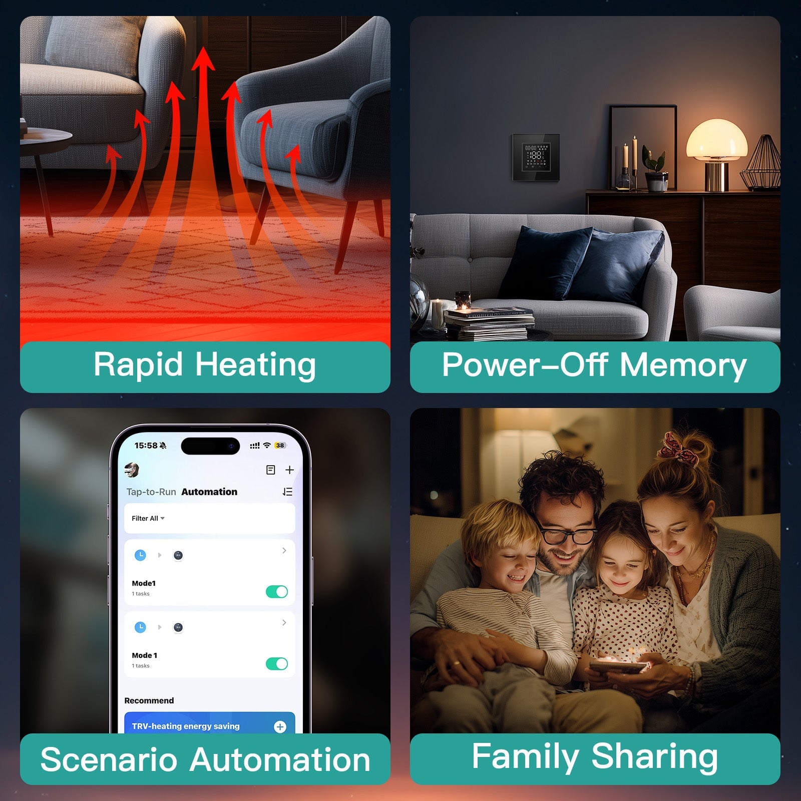 BSEED Echo Series Smart Zigbee Touch LED Screen Floor Heating Room Thermostat Controller Thermostats Bseedswitch 