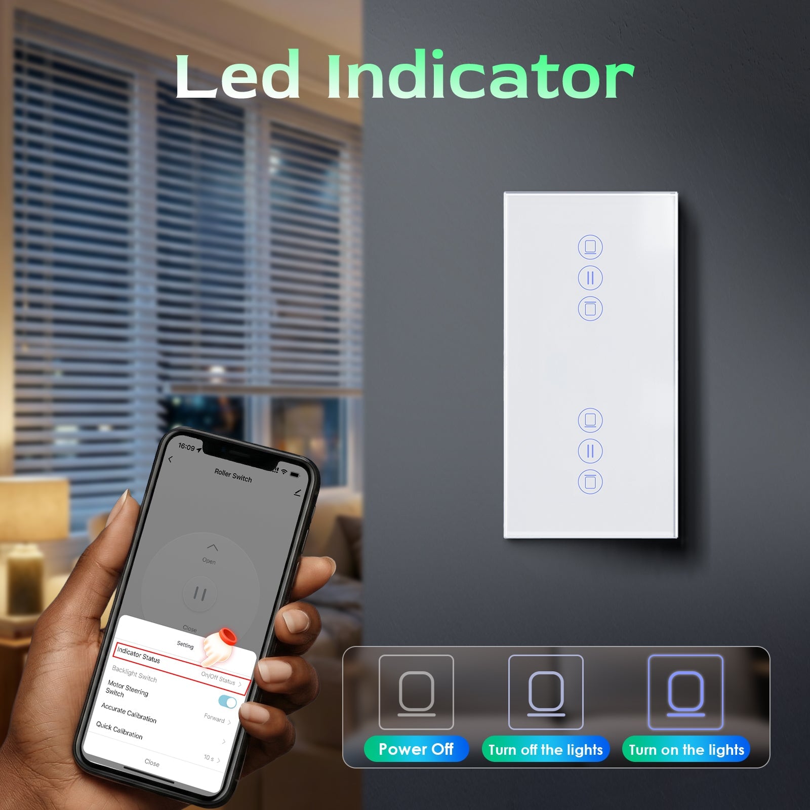 BSEED Zigbee Double Blind Switch Smart Wall Touch Switch Smart Roller Shutter Switch Vertical version blind switch Bseedswitch 