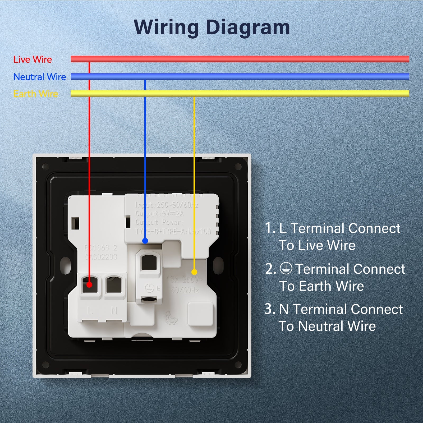 BSEED UK Standard 13A Socket with USB-C Port Electrical switch sockets Plastics Panel Power Outlets & Sockets Bseedswitch 